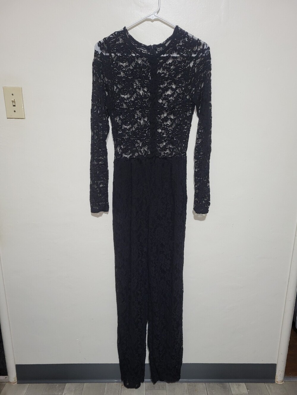 Women's Lace Wide-Leg Jumpsuit - Picture 6 of 6